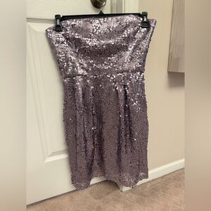 BCBG Strapless Lavender Sequin Party Dress